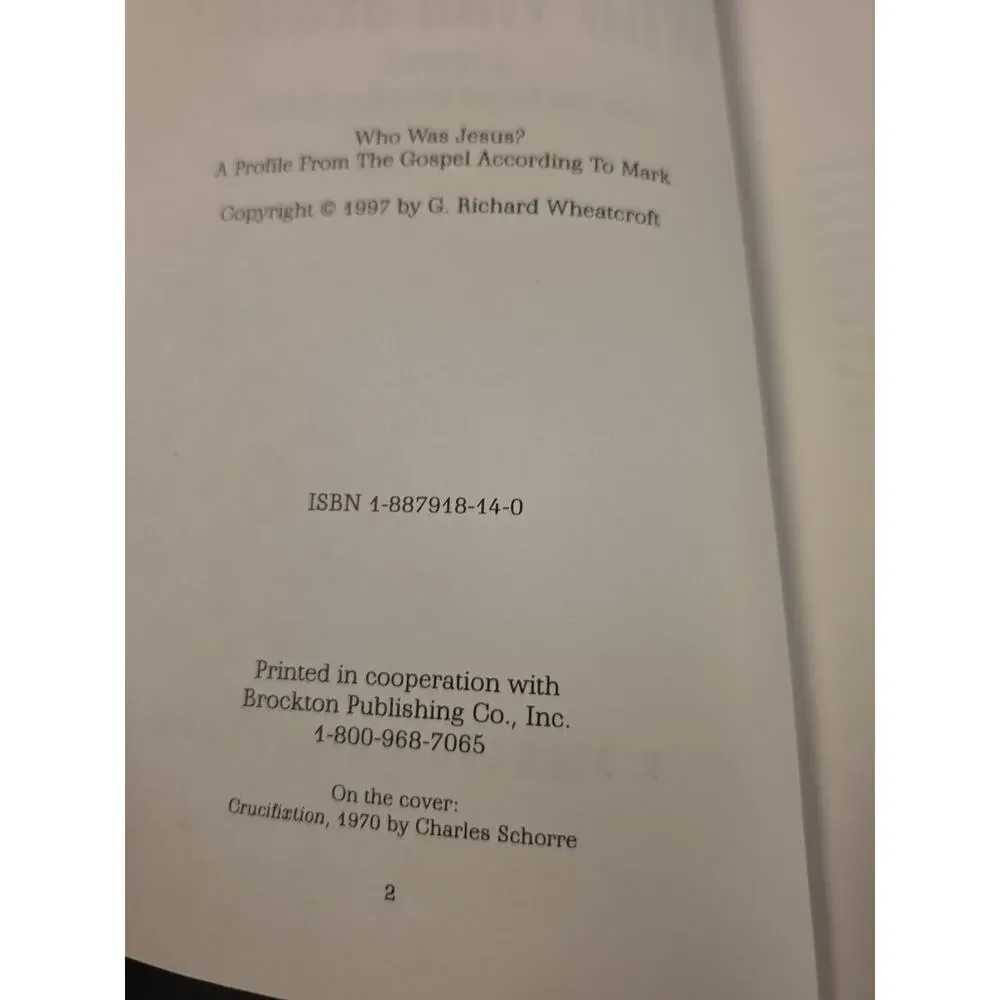 Who Was Jesus? G. Richard Wheatcroft (1997, Paperback) Brockton Publishing